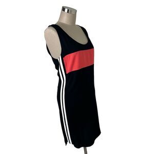 Rebecca‎ Minkoff Black Pink Sleeveless White Striped Sides Short Tank Dress Sz 6